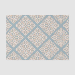 Baroque Damask Brocade on Powder Blue Decoupage Tissue Paper