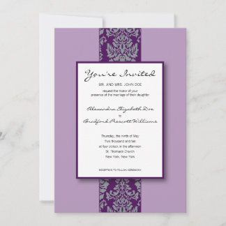 Baroque Damask Custom Wedding Invitation :: purple