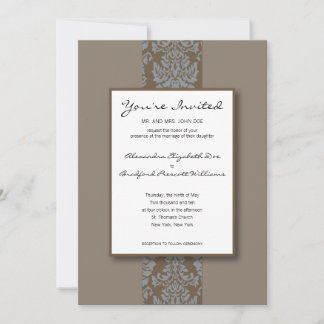Baroque Damask Custom Wedding Invitation :: sepia