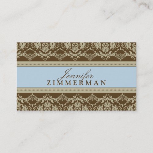 Baroque Damask Designer Business Card :: baby blue