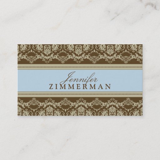 Customizable Baroque Damask Designer Business Card :: baby blue