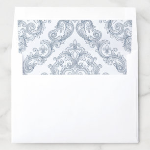 Baroque Damask Dusty Blue Seamless Wedding Envelop Envelope Liner