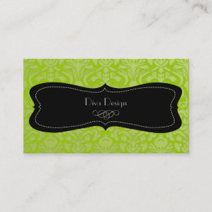 Baroque damask green/black business card
