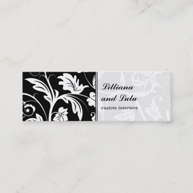 Baroque Damask Skinny Business Card (Front)