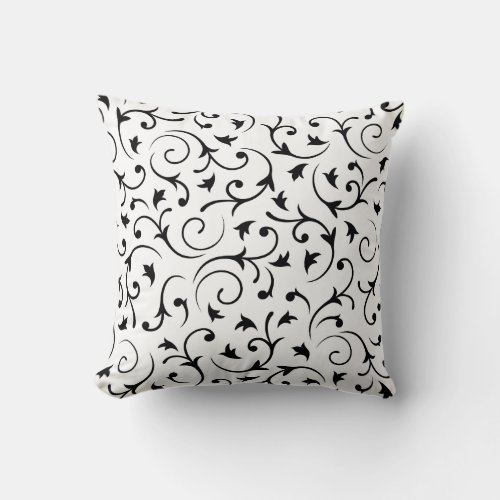 Baroque Design  Black on White Throw Pillow