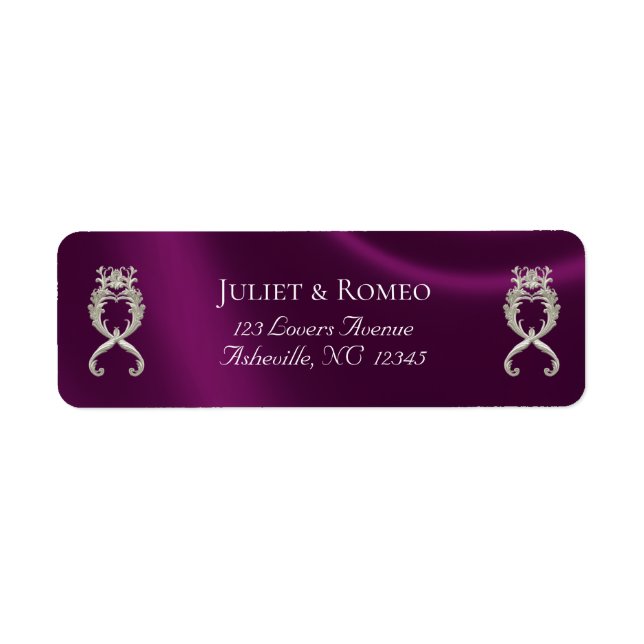 Baroque Design Return Address - Plum Label (Front)