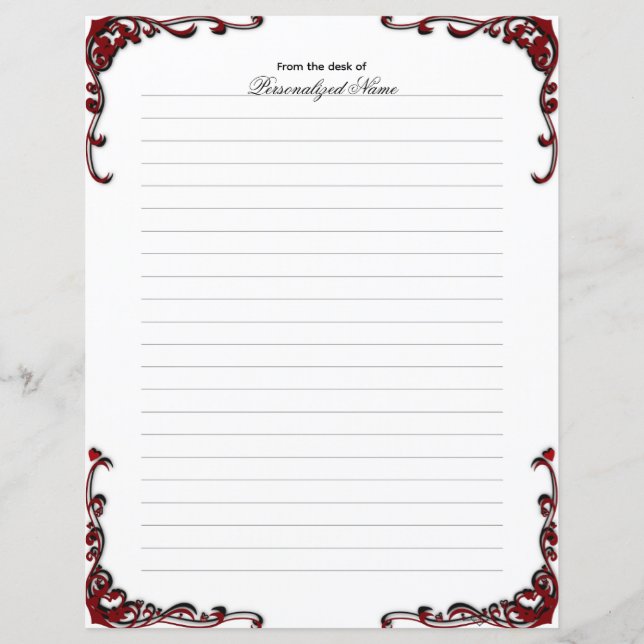 Baroque Elegance - Black Lined Paper Sheet (Front)
