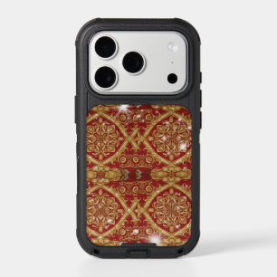 Baroque Elegance: Golden Red Ornate Pattern Protec iPhone 17 Pro Case