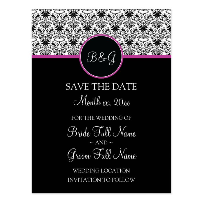 Baroque Elegance Save The Date Postcard (Hot Pink)