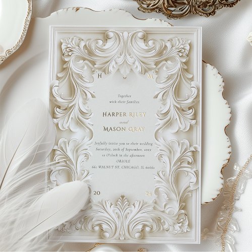 Baroque Elegance Wedding Frame Invitation Foil Invitation