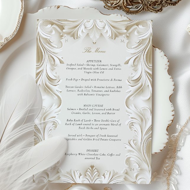 Baroque Elegance Wedding Menu Card (Creator Uploaded)