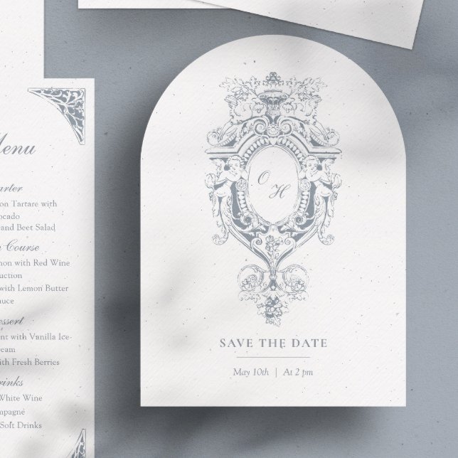 Baroque Elegant Crest Ornament Arch Wedding  Save The Date (Creator Uploaded)
