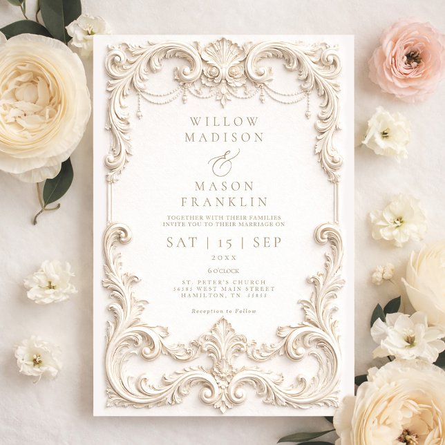 Baroque Elegant Ivory Wedding Invitation (Baroque Elegant Ivory Wedding Invitation)