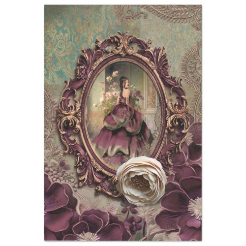Baroque Elegant Lady Bouffant Dress Portrait art Tissue Paper