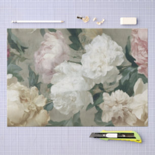 Baroque Elegant Vintage Botanical Pastel Flowers Tissue Paper