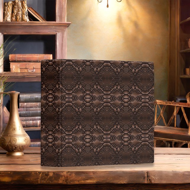 Baroque Faux Leather Brown Pattern 3 Ring Binder (Creator Uploaded)