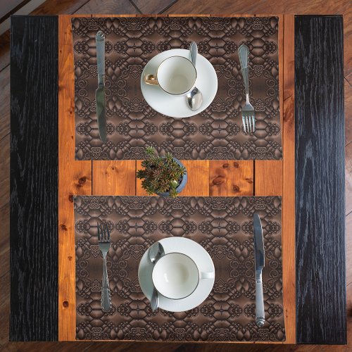 Baroque Faux Leather Brown Pattern Cloth Placemat