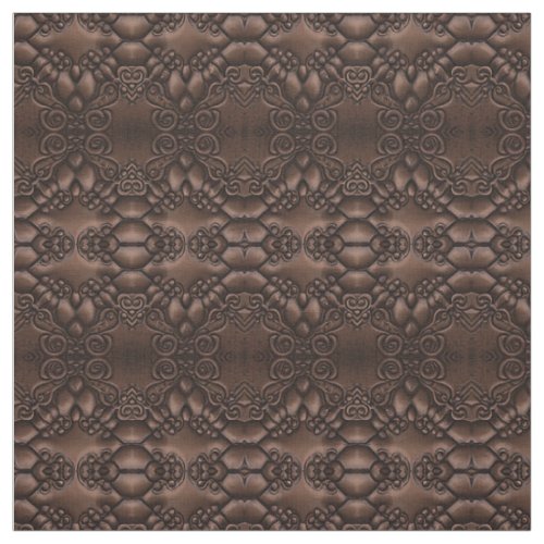 Baroque Faux Leather Brown Pattern Fabric