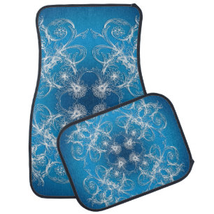 baroque floral blue texture. car floor mat