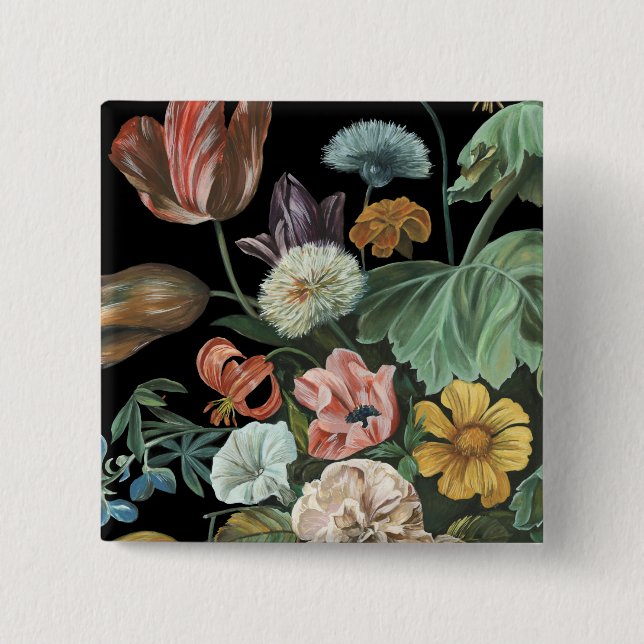 Baroque Floral - Bouquet of Flowers Button (Front)