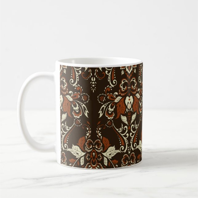 Baroque Floral: Classic Vintage Wallpaper Coffee Mug (Left)