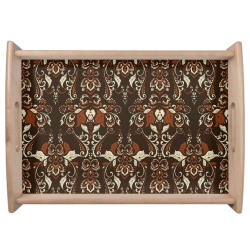 Baroque Floral Classic Vintage Wallpaper Serving Tray