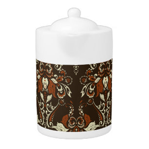Baroque Floral: Classic Vintage Wallpaper Teapot