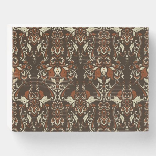 Baroque Floral Classic Vintage Wallpaper Wooden Box Sign
