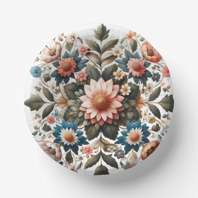 Baroque Floral Composition in Soft Colors Paper Bowls (Front)