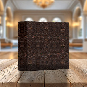 Baroque Floral Faux Leather Leathercraft Pattern 3 Ring Binder