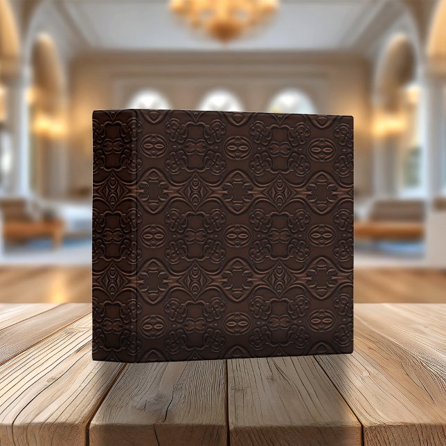 Baroque Floral Faux Leather Leathercraft Pattern 3 Ring Binder (Creator Uploaded)