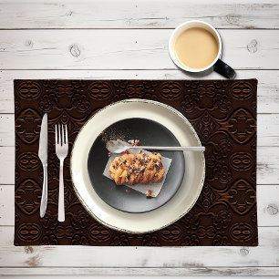 Baroque Floral Faux Leather Leathercraft Pattern Cloth Placemat