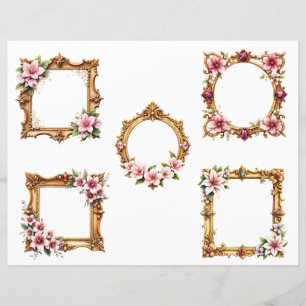 Baroque Floral Frame Scrapbook Paper Cutouts