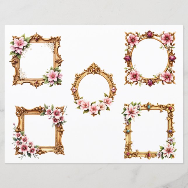 Baroque Floral Frame Scrapbook Paper Cutouts (Front)