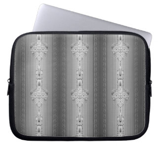 Baroque floral pattern with border gray laptop sleeve