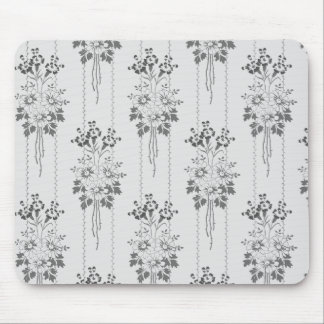 Baroque floral pattern with border gray mouse pad