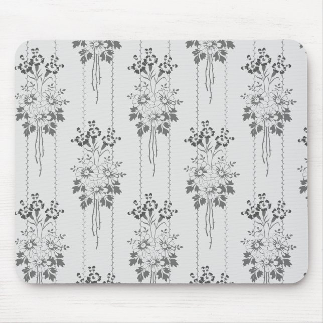 Baroque floral pattern with border gray mouse pad (Front)