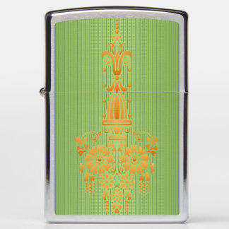 Baroque floral pattern with border green big zippo lighter