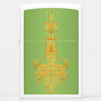 Baroque floral pattern with border green big zippo lighter