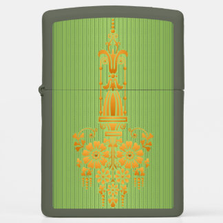 Baroque floral pattern with border green big zippo lighter