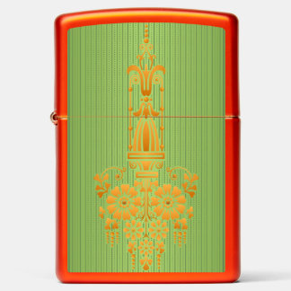 Baroque floral pattern with border green big zippo lighter