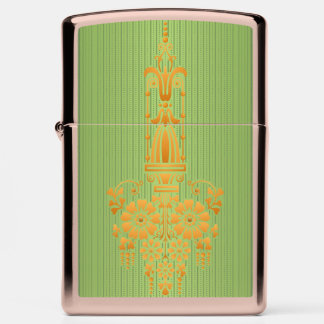 Baroque floral pattern with border green big zippo lighter