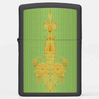 Baroque floral pattern with border green big