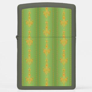 Baroque floral pattern with border green small zippo lighter