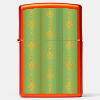 Baroque floral pattern with border green small zippo lighter