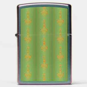 Baroque floral pattern with border green small zippo lighter