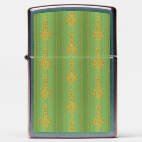 Baroque floral pattern with border green small zippo lighter