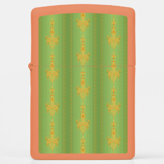 Baroque floral pattern with border green small zippo lighter