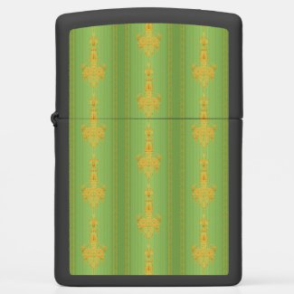 Baroque floral pattern with border green small