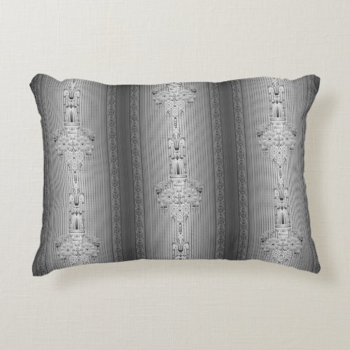 Baroque floral pattern with border grey accent pillow